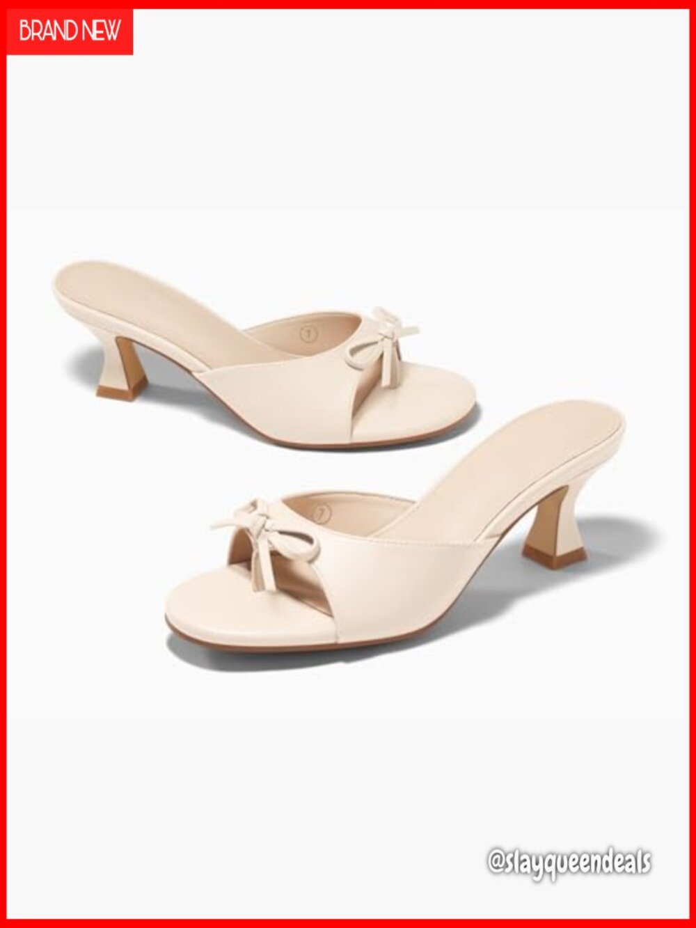 Kitten Heels Sandals Bow Mules Open Toe Slide Dressy Summer Shoes - Picture 5 of 7